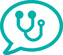 Icon of speech bubble with stethoscope inside